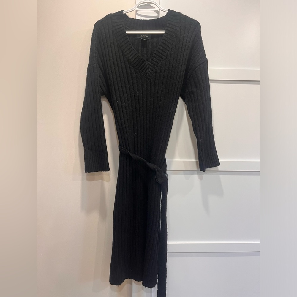Tahari Black Sweater Dress with Belt